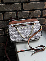 Сумка Michael Kors jet set large logo bag ivory пудрово-коричневий Є