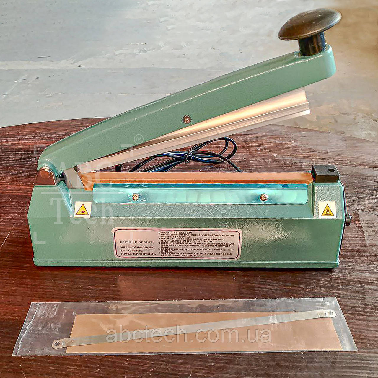Ручний запайник пакетів PCS200A/5MM Запайник імпульсного нагрівання Шов 5 мм Ручний зварювач плівок ABC Tech, фото 1