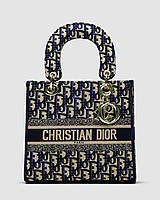 💎 Christian Dior Medium Lady D-Lite Bag Blue/Beige 23 х 19 х 11 см