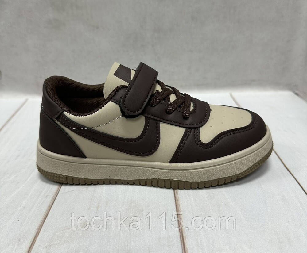 Дитячі стильні кросівки air force аїр форс 32-37 коричневі, фото 1