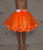Дитяча помаранчева спідничка на резинці в два шари фатину, розмір 98-104