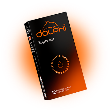 Презервативи Dolphi Super hot з ребрами та крапками та розігріваючим ефектом для жінки, 12 штук