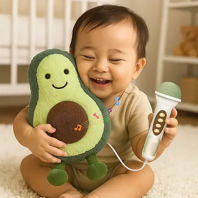 Дитяче караоке авокадо з мікрофоном музичний центр для шоу та активного відпочинку М'яка іграшка запис голосу