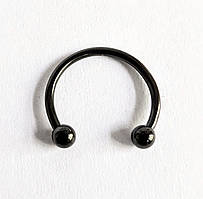 Сережка для пірсингу Finding Циркуляр підкова з кульками з хірургічної сталі 316L для брів губ Чорний 14 мм x 2.8 мм Pr00189