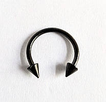 Сережка для пірсингу Finding Циркуляр підкова з шипами з хірургічної сталі 316L для брів губ Чорний 12 мм x 2.8 мм Pr00191