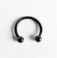 Сережка для пірсингу Finding Циркуляр підкова з кульками з хірургічної сталі 316L для брів губ Чорний 12 мм x 2.8 мм Pr00192