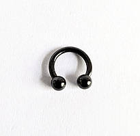 Сережка для пірсингу Finding Циркуляр підкова 6мм з кульками хірургічна сталь для брів губ Чорний 8мм x 2.8мм