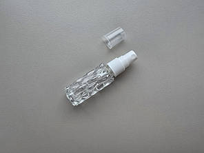 18 - 20 мл Матильда скляний прозорий флакон з пластиковим білим розпилювачем, спреєм 18/410, пляшка, атомайзер, фото 1