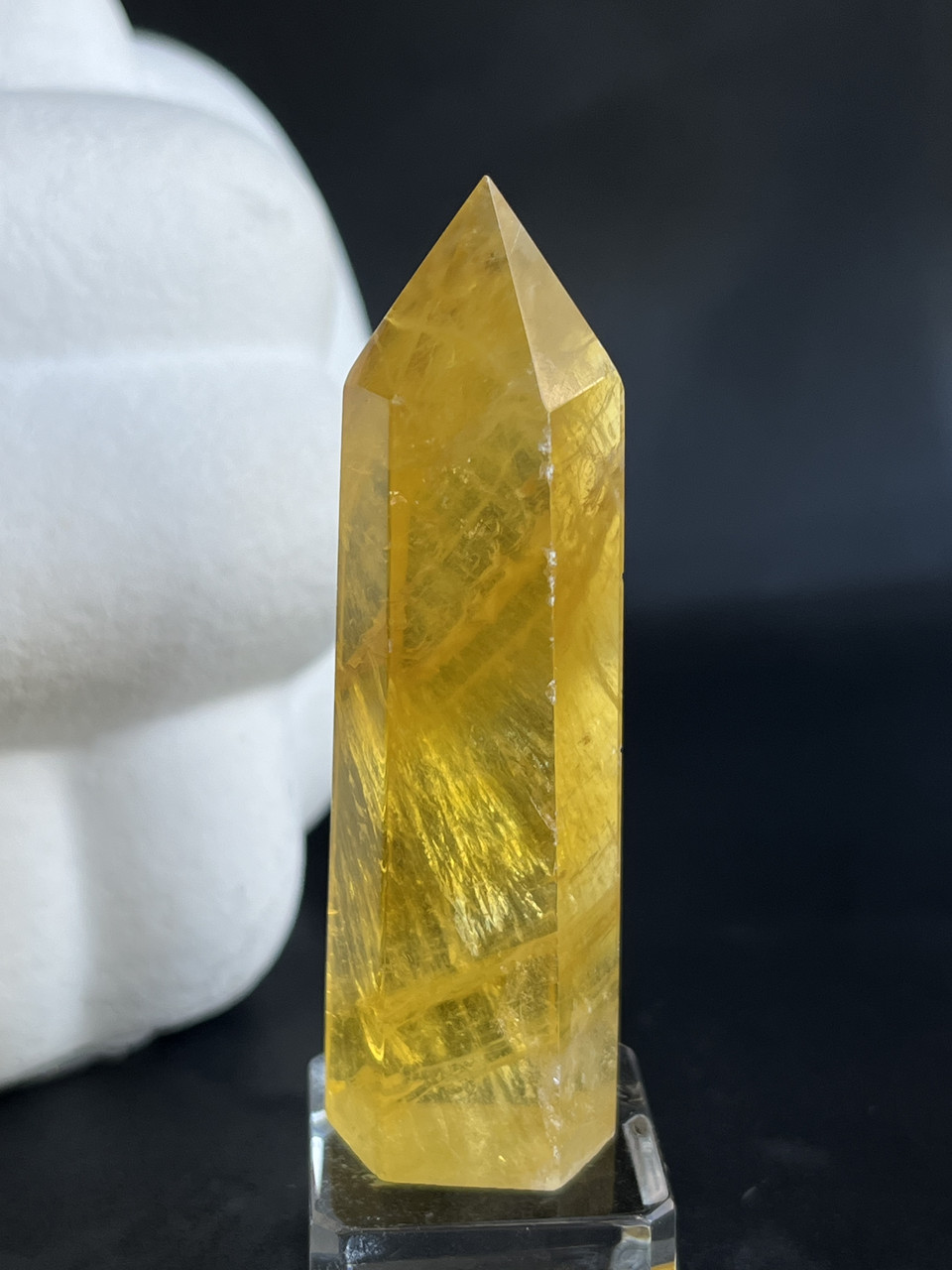 Флюорит жовтий натуральний обеліск стела кристал з натурального флюориту жовтого. 65 мм, фото 1