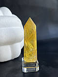 Флюорит жовтий натуральний обеліск стела кристал з натурального флюориту жовтого. 65 мм, фото 3