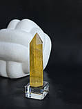 Флюорит жовтий натуральний обеліск стела кристал з натурального флюориту жовтого. 65 мм, фото 5