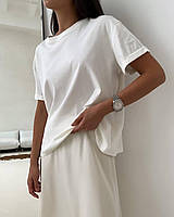 Футболка женская oversize из натурального хлопка, базовая футболка женская кулир Турция