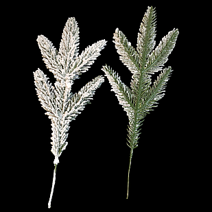 Гілка Хвойна Пластик Лита Засніжена, Довжина: 230мм, Відростки: 90мм, Діаметр Хвої: 30мм (1 шт.)