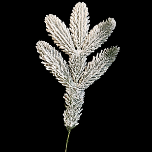 Гілка Хвойна Пластик Лита Засніжена, Довжина: 250мм, Відростки: 90мм, Діаметр Хвої: 35мм (1 шт.)