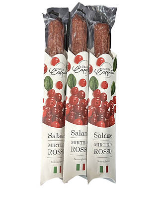 Ковбаса салямі з журавлиною БЕЗ ГЛЮТЕНА Salumi Capputa Salame Mirillo Rosso Італія, фото 1