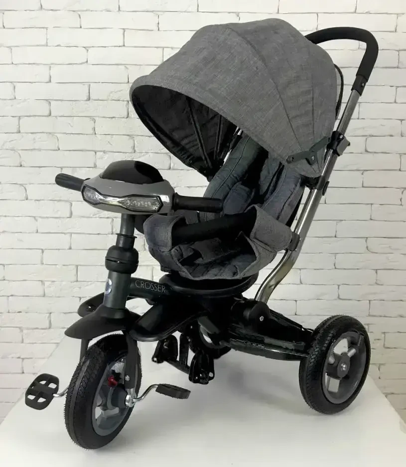 Дитячий велосипед триколісний Crosser T-350 Eco з регульованою спинкою, батьківською ручкою та ігровою панеллю