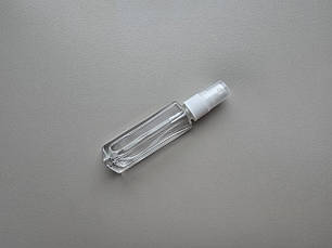 20 - 22 мл Трикутний скляний прозорий флакон з пластиковим білим розпилювачем, спреєм 18/415, атомайзер, фото 2