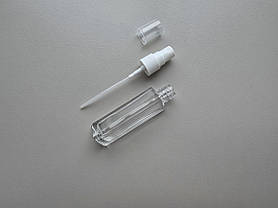 20 - 22 мл Трикутний скляний прозорий флакон з пластиковим білим розпилювачем, спреєм 18/415, атомайзер, фото 3