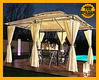 Садовый павильон GardenLine бежевый закрытая беседка для дачи и отдыха на свежем воздухе 3х4 м