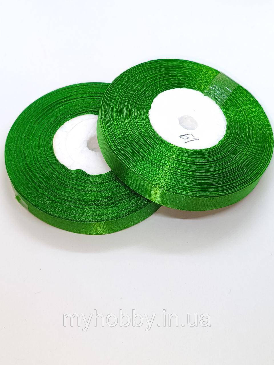 Атласна стрічка 1,2см -33м зелена, фото 1