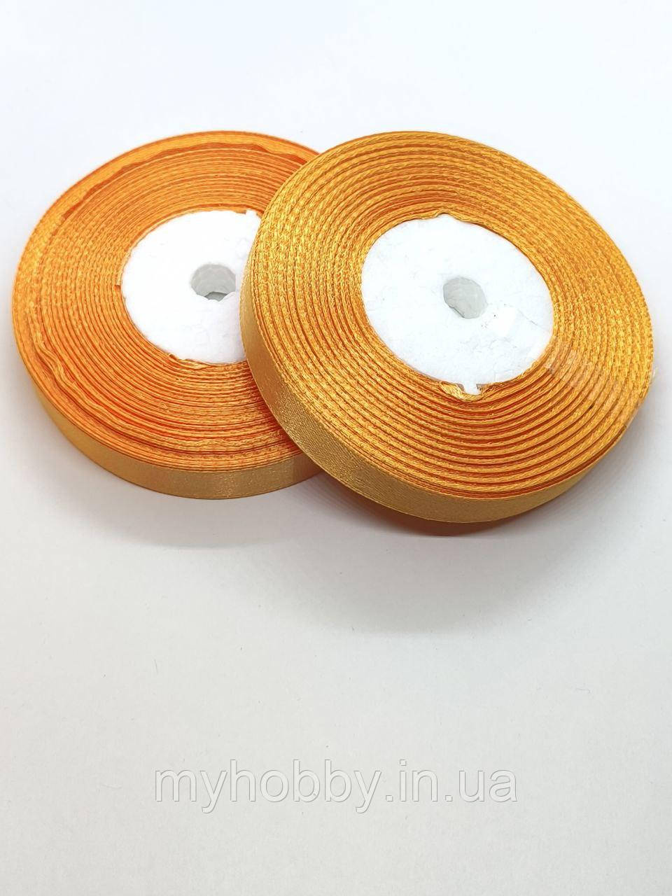 Атласна стрічка 1,2см -33м блідо помаранчева, фото 1