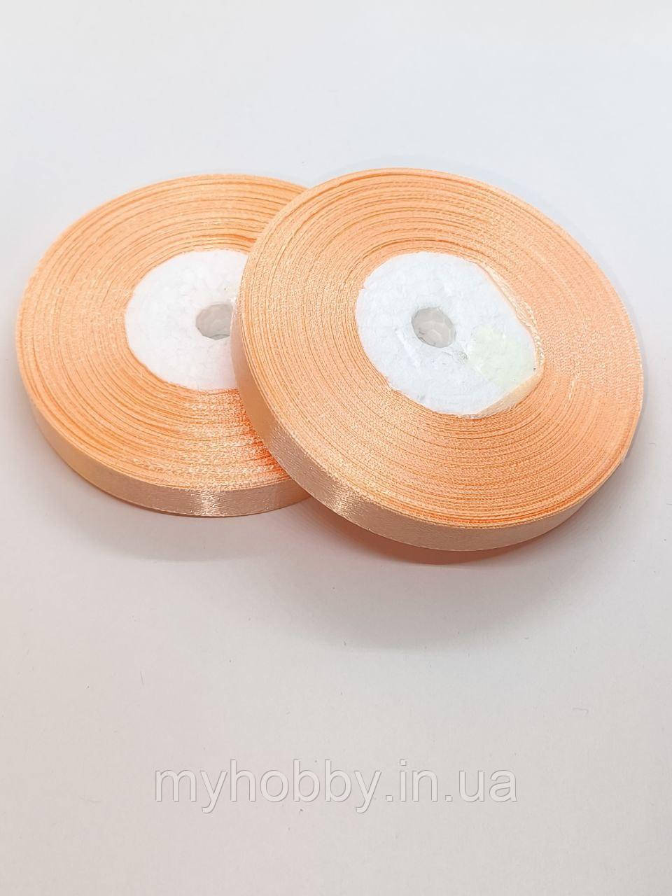 Атласна стрічка 1,2см -33м персикова, фото 1