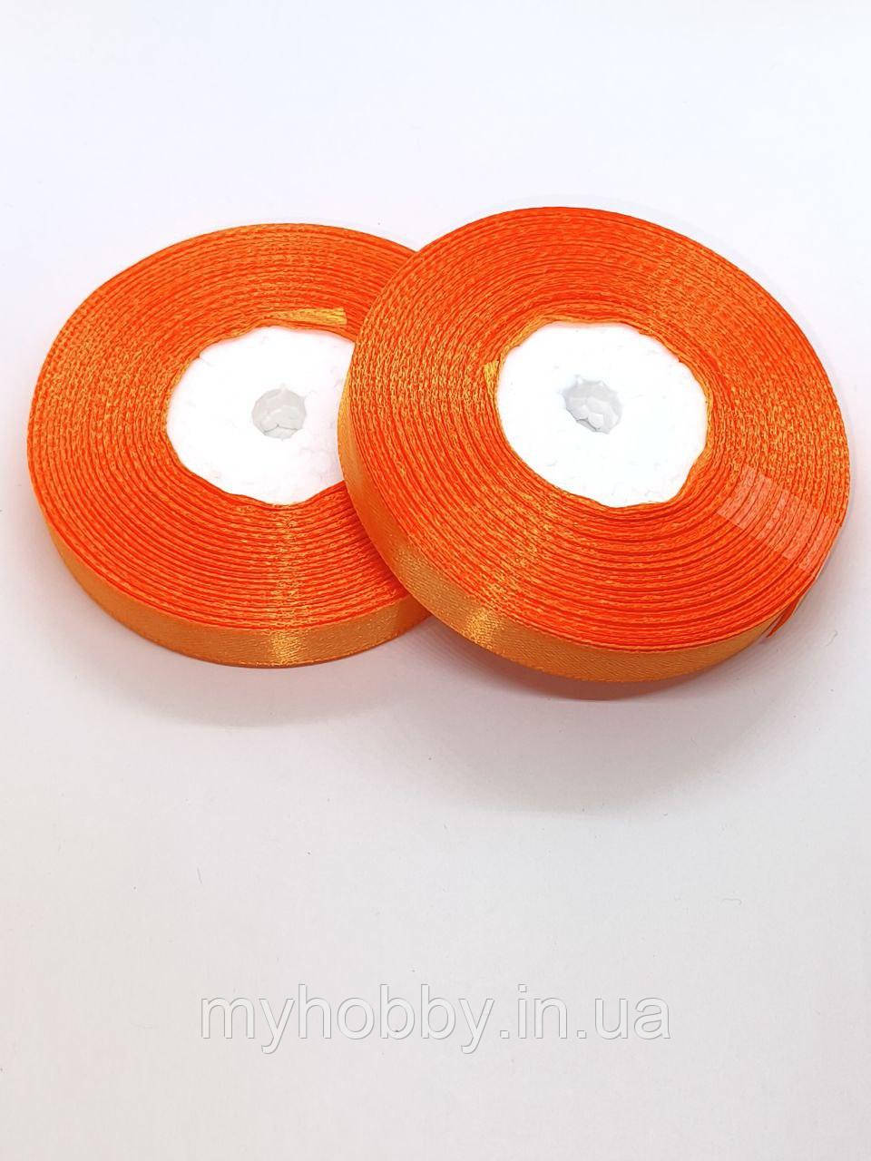 Атласна стрічка 1,2см -33м помаранчева, фото 1