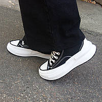 Кеды женские черные, высокие на белой, толстой подошве, текстиль, шнуровка, 38 размер (24.5см)