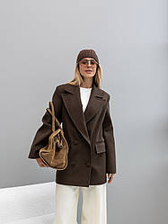 Жіночий брендовий двобортний актуальний об'ємний піджак-пальто в чоловічому стилі