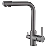 Змішувач для кухні з виходом для питної води графіт Zerix 55U graphite, фото 2