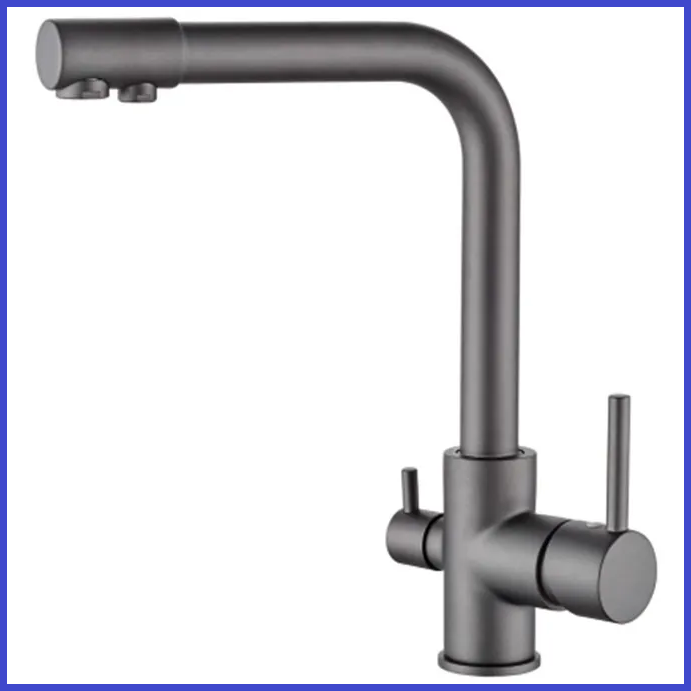 Змішувач для кухні з виходом для питної води графіт Zerix 55U graphite, фото 1