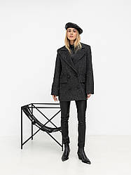 Жіноче двобортний стильне пальто піджак чоловічого крою