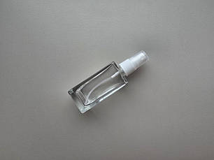 50 - 52 мл Квадрат скляний прозорий флакон з пластиковим білим розпилювачем, спреєм 18/410, пляшка, фото 2