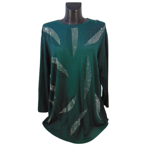 Туніка жіноча кашемірова великого розміру one size зелена Glsa 25221, фото 1