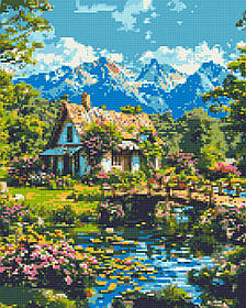 Алмазна мозаїка/вишивка Альпійська гармонія 40*50 см Орігамі OD 3492