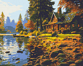Алмазна мозаїка/вишивка Будинок у лісі 40*50 см Орігамі OD 31250