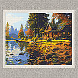Алмазна мозаїка/вишивка Будинок у лісі 40*50 см Орігамі OD 31250, фото 4