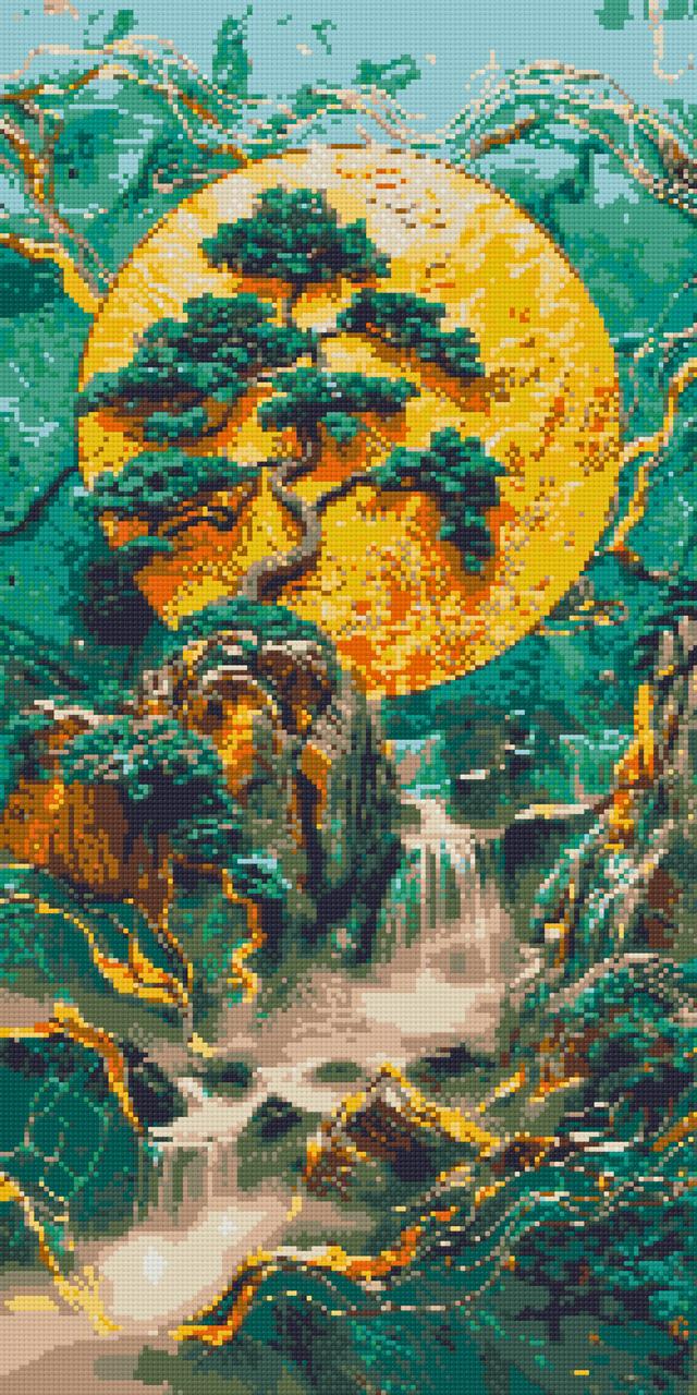 Алмазна мозаїка/вишивка Гірський водоспад 40*80 см Орігамі OD 5105, фото 1