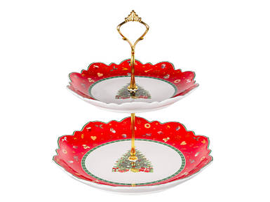 Десертниця 2-х ярусна Lefard Christmas Delight 26,5 см 985-211 порцеляна