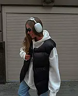 Осенняя оверсайз женская жилетка с синтепоном (в множестве расцветок) 42-44 и 46-48 размеры