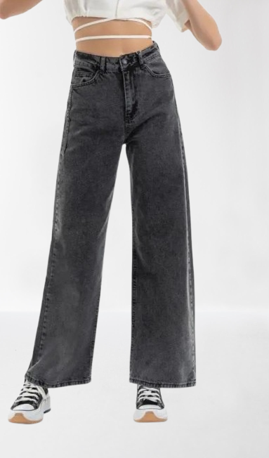 Джинси жіночі широкі палаццо кльош котон щільні 29 сірі, фото 1