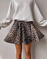 Базовая короткая женская леопардовая юбка из штапеля (42-44, 46-48 и 50-52 размеры)