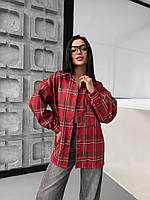 Кашемировая женская оверсайз рубашка в клетку (шоколад, красная, зеленая, синяя)