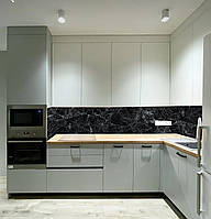 Кухонний скляний фартух чорний мармур