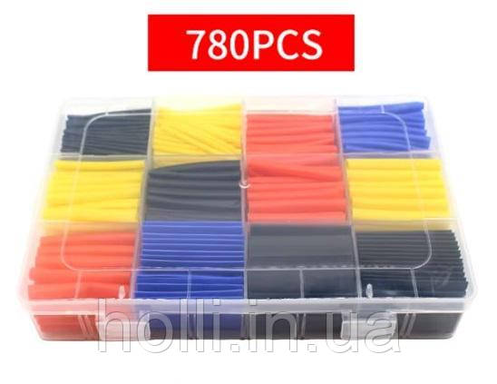 Набір термоусадочних трубок 780 шт в боксі термозбіжна трубка, термоусадка для проводів, кольори асорті, 12 різновидів трубки