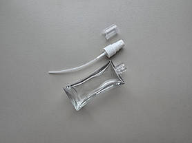 100 мл Квадрат прозорий скляний флакон з пластиковим білим розпилювачем, спреєм 18/410 для парфумів, фото 3