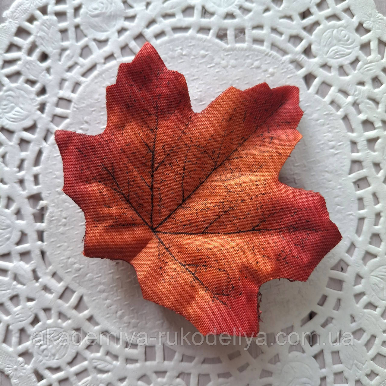 Лист клена тканина. (7.5 на 8 см.) Темно Помаранчевий. 50 шт, фото 1