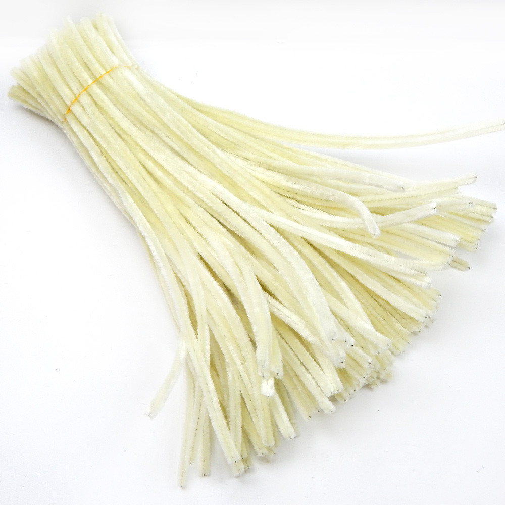 Синельний пухнастий дріт 30 см, кремовий, 10 шт