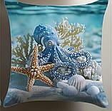 Набір декоративних чохлів на подушки з морським принтом – 4 шт, 45×45 см, фото 3