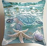 Набір декоративних чохлів на подушки з морським принтом – 4 шт, 45×45 см, фото 4